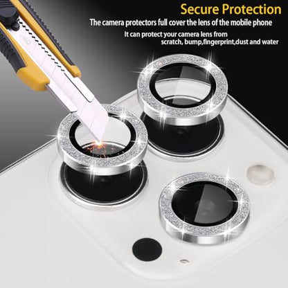 Camera Lens Protector for iPhone 16 Pro/16 Pro Max, Glitter Silver - color: Glitter Silver