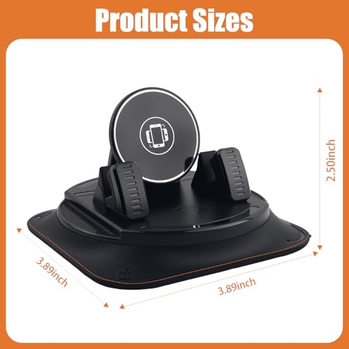 2026 Upgraded Car Phone Holder 360 Degree Rotation,Adjustable Cell Phone Car Mount for Phones Securing,Universal Anti-Slip Cars Dash Phones Holder for Most Cellphones - color: Upgraded Black