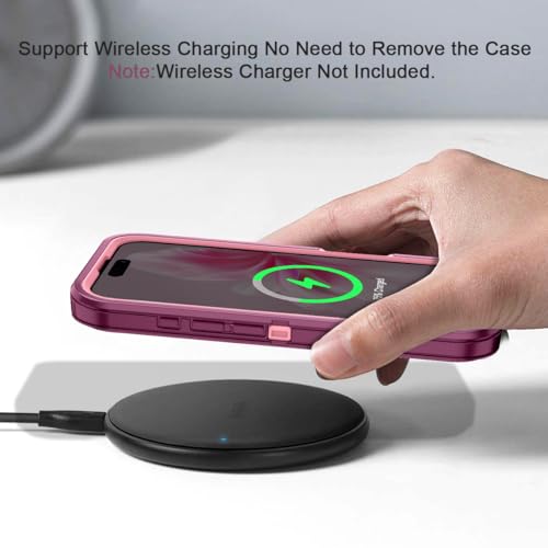 for iPhone 16 Case Heavy Duty Protective Shockproof Dropproof 3-Layer Full Body Protection [Without Screen Protector] Tough Rugged Cover for Apple iPhone 16 6.1 inch 2024,Purple/Pink - color: Purple/Pink