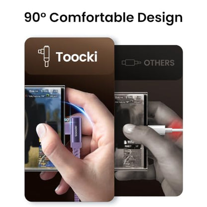 toocki USB C Cable Right Angle, 2-Pack 10ft USB A to USB C Charger Cable - color: Purple, size: 10FT+10FT