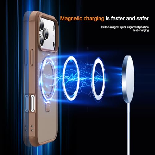 SKYLMW Compatible with iPhone 17 Pro Case with Stand,Desert Brown | iPhone 17 Pro Phone Case 6.3",Magnetic Ring Stand,Compatible with MagSafe,Military-Grade Protection,Great Grip Feeling - color: Desert Brown, size: Iphone 17 Pro