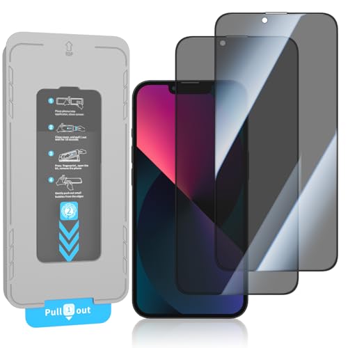 KUZOOM 2Pack Privacy 9H+ Tempered Glass Screen Protector for iPhone 13 - color: Black 13