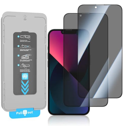 KUZOOM 2Pack Privacy 9H+ Tempered Glass Screen Protector for iPhone 13 - color: Black 13