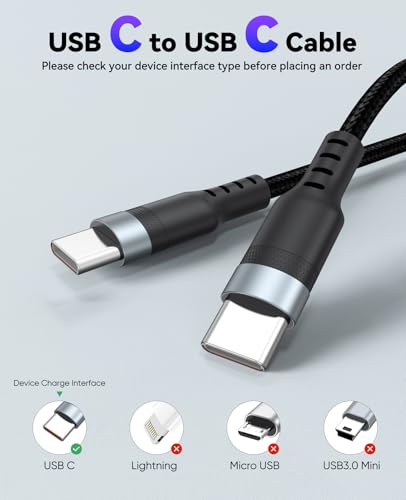 4ft USB C Cable Fast Charging 60W, USBC to USB-C Charge Cord 4 Foot - size: 4 Feet