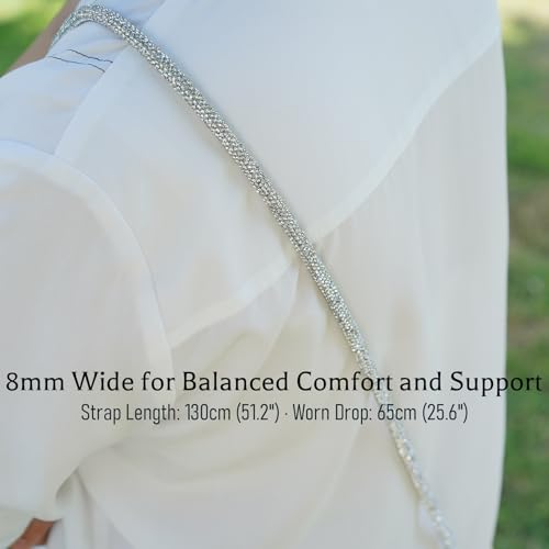 Clip and Go Strap for Phone with Wallet Crossbody, Bling Crystal Phone Strap Crossbody for Hands-Free Style - color: Silver White