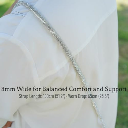 Clip and Go Strap for Phone with Wallet Crossbody, Bling Crystal Phone Strap Crossbody for Hands-Free Style - color: Silver White