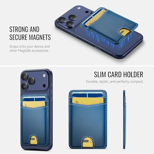 for Magsafe Wallet Magnetic Card Holder RFID Blocking, Blue - color: Blue