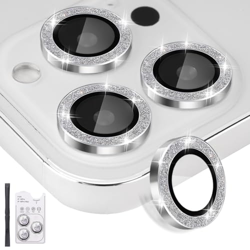 Camera Lens Protector for iPhone 16 Pro/16 Pro Max, Glitter Silver - color: Glitter Silver