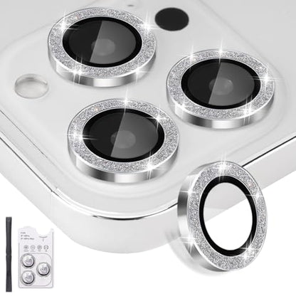 Camera Lens Protector for iPhone 16 Pro/16 Pro Max, Glitter Silver - color: Glitter Silver