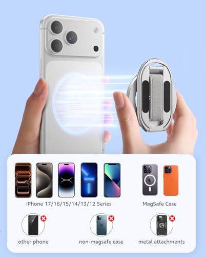 SUPERONE Dual-Sided Magnetic Phone Grip Kickstand for Magsafe Ring Holder - color: Sliver