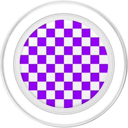Checkerboard Purple and White | Check Pattern/Checkered PopSockets PopGrip for MagSafe - style: Magnetic PopGrip
