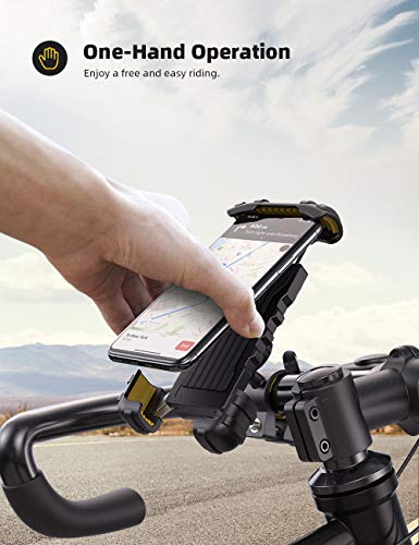 Lamicall Bike Phone Holder Motorcycle Mount - One-Hand Operation, Lockable - color: Yellow