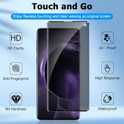 [2 Pack] Galaxy S10 Privacy Screen Protector, 3D Curved Tempered Glass Anti-Spy 9H Hardness Film for Samsung Galaxy S10 6.1”, [Don’t Support Fingerprint Unlock] Scratch Resistant Bubble Free