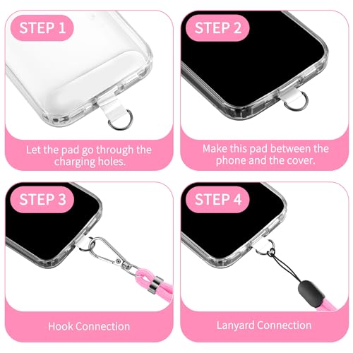 CACOE Phone Lanyard, Light Pink, 2 Pcs - color: Light Pink, size: 30"（Neck Strap×1）+8"（Wrist Strap×1）