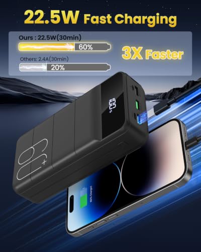 Portable Charger Power Bank 60000mAh, Battery Bank, Portable Phone Charger - color: Black