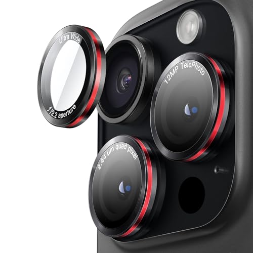 JETech Camera Lens Protector for iPhone 16 Pro/16 Pro Max, Black+Red, 1 Set - size: iPhone 16 Pro/16 Pro Max