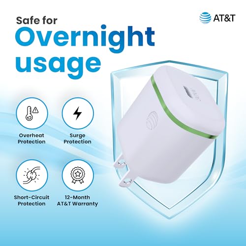 AT&T 30W USB C Travel Wall Charger PPS PD Foldable 4ft USB IF Cable White - color: 30W White USB-C