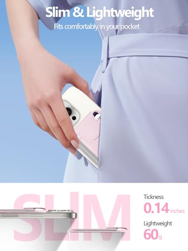 Miroddi for MagSafe Wallet with Privacy Flap, Strongest Magnetic Wallet | 7 Cards Holder, RFID Blocking, Leather Magnetic Phone Wallet for iPhone 17/16/15/14/13/12 Series and Pixel 10 Series - color: Baby Pink