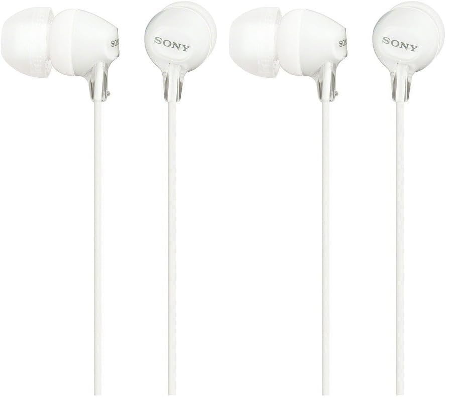 Sony MDREX15LP in-Ear Earbud Headphones, White (Pack of 2) - color: White (Pack of 2), style: 3.5mm Aux, No Mic