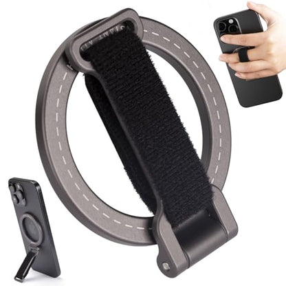 for Magsafe Phone Grip Kickstand – Adjustable Snap Grip Strap | 20 N52 Strong Magnets for iPhone 12/13/14/15/16/17 Pro Max & MagSafe Cases Magnetic Attach | Foldable & Ultra-Portable Design
