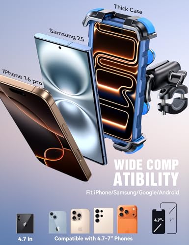 JOYROOM Motorcycle Phone Mount Holder with Dual Vibration Dampener - color: Blue