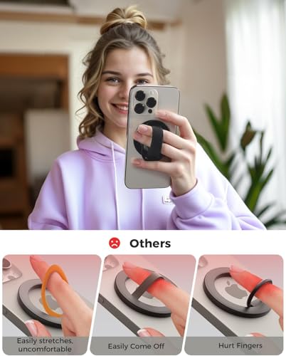 SUPERONE for MagSafe Phone Grip Kickstand, Removable Magnetic Ring Holder - color: Dark Gray
