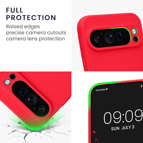 kwmobile Case Compatible with Google Pixel 9 Pro XL Case - Protective Slim TPU Cover with Soft Matte Finish - Neon Pink - color: neon pink