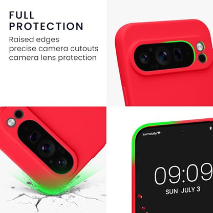 kwmobile Case Compatible with Google Pixel 9 Pro XL Case - Protective Slim TPU Cover with Soft Matte Finish - Neon Pink - color: neon pink