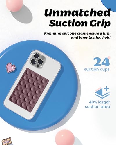 amBand Magnetic Suction Phone Mount for MagSafe Case, Silicone Cup Sticky Grip Holder for iPhone, Removable Hands-Free Selfie/Video for TikTok Influencers, Women Gift, Smoke Violet - color: Smoke Violet