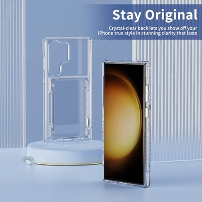 ACANDYA Compatible with Samsung Galaxy S23 Ultra Case Wallet Clear Protective Case with Card Holder Heavy Duty Protection Shockproof Anti-Scratch Anti-Yellow Case for Galaxy S23 Ultra Transparent - size: Galaxy S23 Ultra 6.8 inch