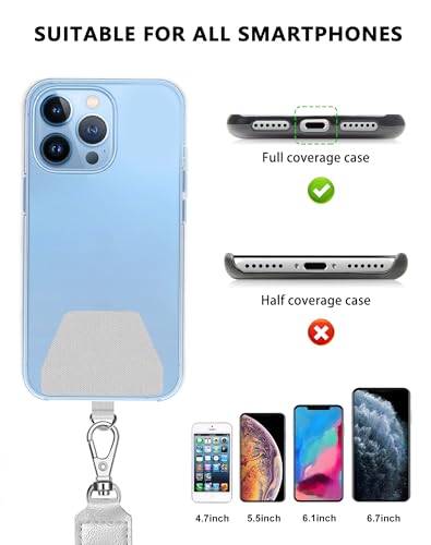 SHANSHUI Phone Lanyard, 2 Pack Phone Lanyard Strap 4X Durable Tether Tab Universal Nylon Phone Neck Strap Crossbody Lanyard for Cell Phone Fit All Smartphones - color: Grey+black X2, size: 23inch