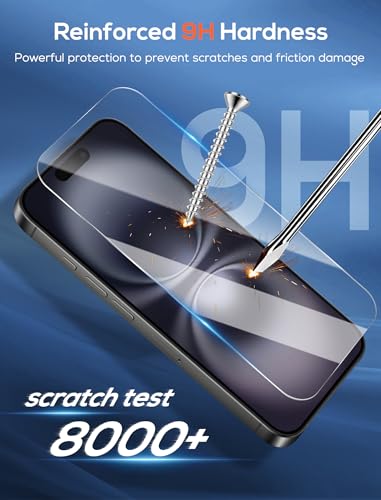 4 Pack for iPhone 16 Screen Protector，Premium Tempered Glass Film 9H Hardness，Scratch Resistant，Bubble Free，Easy Installation，Ultra Durable，HD Clear，Case Friendly [6.1 inch] - size: iPhone 16