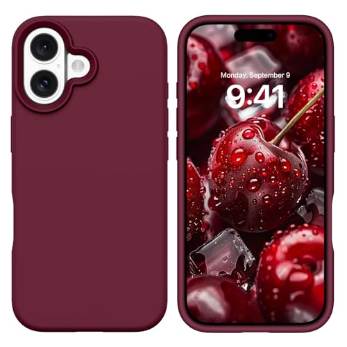 GUAGUA for iPhone 17 Case Liquid Silicone Silky Soft Gel Rubber Slim Thin Microfiber Lining Cushion Texture Cover Shockproof Protective Phone Case for iPhone 17 6.3 inch, Plum Red - color: Wine Red, size: iPhone 17