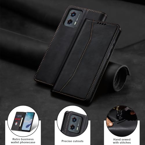 Jasonyu Flip Wallet Case for Moto G 5G (2023),Leather Magnetic Folio Cover with Card Holder,Kickstand - TPU Shockproof Durable Protective Phone Case,Black | PU Leather Magnetic Folio Cover,with Card Holder,Kickstand,TPU Shockproof,Durable,Protective Phone