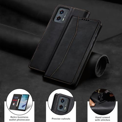 Jasonyu Flip Wallet Case for Moto G 5G (2023),Leather Magnetic Folio Cover with Card Holder,Kickstand - TPU Shockproof Durable Protective Phone Case,Black | PU Leather Magnetic Folio Cover,with Card Holder,Kickstand,TPU Shockproof,Durable,Protective Phone