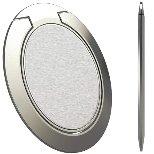 World's Slimmest Phone Ring Holder, Attom Tech Tomorotec Ultra Thin Cell Phone Ring Stand for Magnetic Car Mount Hook Compatible for iPhone Samsung Smartphone Accessories (Silver-Grey) - color: Silver-Grey