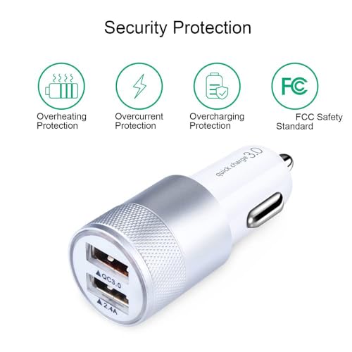 Fast Car Charger, Quick Charging 5.4A/30W Phone USB Car Charger Adapter - color: silver, style: USB A