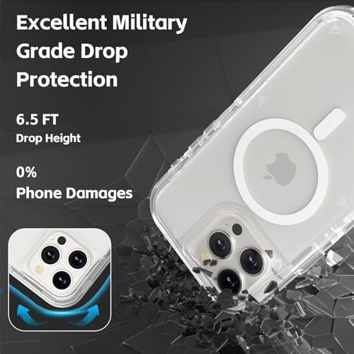 Follaroma Magnetic for iPhone 15 Pro Case,Heavy Duty Phone Cases,Clear,6.1" | Compatible with MagSafe, Heavy Duty Shock proof Protection, Military-Grade Anti-Drop, Dual Layer Transparent Protective Cover - color: Clear, size: iPhone 15 Pro 6.1''