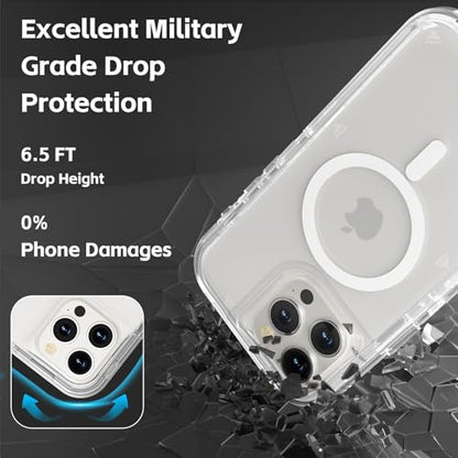 Follaroma Magnetic for iPhone 15 Pro Case,Heavy Duty Phone Cases,Clear,6.1" | Compatible with MagSafe, Heavy Duty Shock proof Protection, Military-Grade Anti-Drop, Dual Layer Transparent Protective Cover - color: Clear, size: iPhone 15 Pro 6.1''