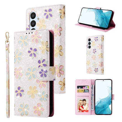 UEEBAI Wallet Case for Samsung Galaxy S23 5G, PU Leather Phone Case Kickstand RFID Blocking Flip Case with Card Slots Wrist Strap Relief Engraved Pattern Magnetic Closure Folio Case - White Daisy - color: White Daisy, size: Samsung Galaxy S23 5G