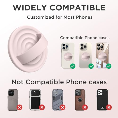 Upgraded Magnetic Phone Grip, Liquid Silicone Soft and Portable, Removable Finger Loop Ring Grip Holder for iPhone, Strong Magnetic Attraction, Compatible with MagSafe Phone Case, Lovely Pink - color: Lovely Pink