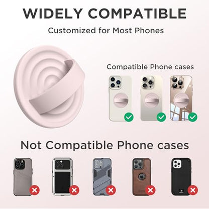 Upgraded Magnetic Phone Grip, Liquid Silicone Soft and Portable, Removable Finger Loop Ring Grip Holder for iPhone, Strong Magnetic Attraction, Compatible with MagSafe Phone Case, Lovely Pink - color: Lovely Pink