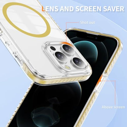 DEERLAMN Magnetic Clear Case for iPhone 12/iPhone 12 Pro 6.1-Inch, [Compatible with Magsafe][Anti-Yellowing] Transparent Slim Shockproof Protective Phone Cover, Yellow - color: Yellow, size: iPhone 12/12 Pro-6.1 Inch