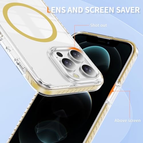 DEERLAMN Magnetic Clear Case for iPhone 12/iPhone 12 Pro 6.1-Inch, [Compatible with Magsafe][Anti-Yellowing] Transparent Slim Shockproof Protective Phone Cover, Yellow - color: Yellow, size: iPhone 12/12 Pro-6.1 Inch
