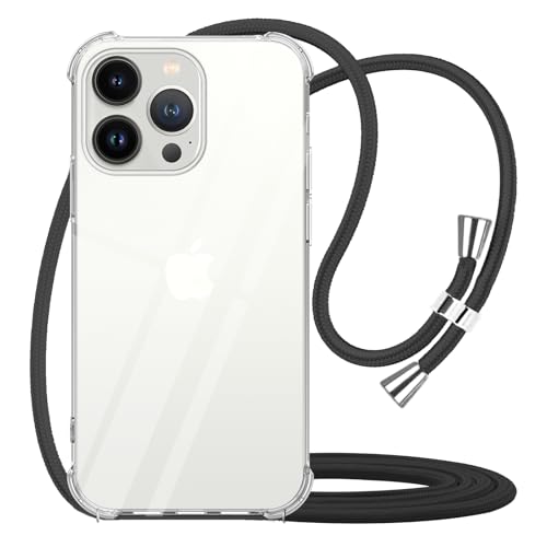 Crossbody Case for iPhone 13 Pro Clear TPU Soft Cover Holder Neck Cord Lanyard Strap Shockproof Protective Mobile Cover Case for iPhone 13 Pro - Black - size: for iPhone 13 Pro