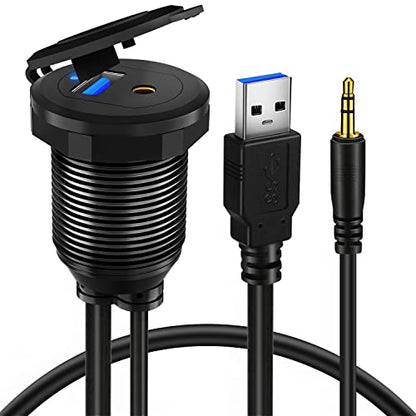Alloy USB 3.0 & DC3.5 Male to Female Car Mount Flush Cable 3ft - style: USB3.0 & DC3.5 3ft