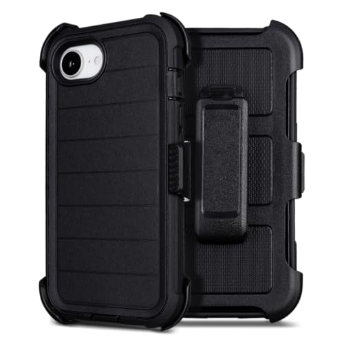 for Defender Phone Case iPhone 17e Case with Clip Holster Kickstand Black | for iPhone 17 e Case Heavy Duty iPhone17e Phone Case Rugged 2 Layers of Sturdy,Anti-Drop for Phone Case 17e Cases Protective - color: Black