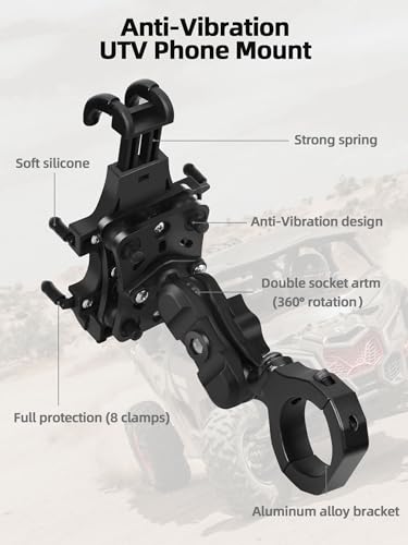 ZIDIYORUO Anti-Shake UTV Phone Mount Holder with Vibration Dampener