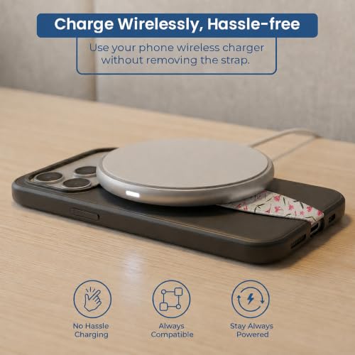 Switchbands Phone Grip Strap – Reversible Soft Elastic Finger Holder for Back of Phone, Anti-Drop Hand Strap, Arthritis Friendly, Wireless Charging Compatible Universal Fit – Dahlia Floral