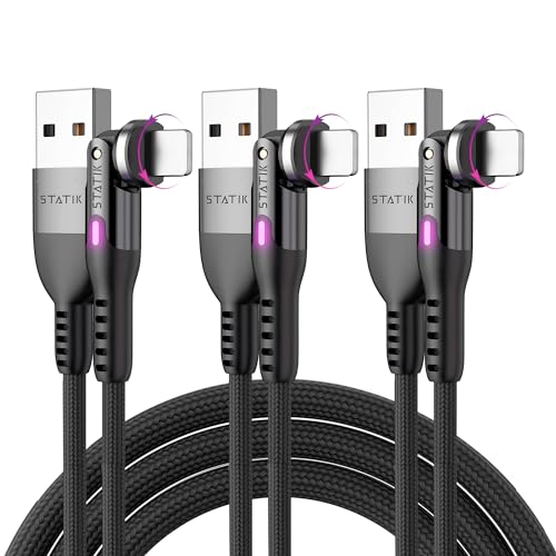 Statik PowerPivot 90° USB-A to iProduct Right Angle Cable, 12W - color: Black 3 Pack, size: 3FT, style: USB-A to i-Product